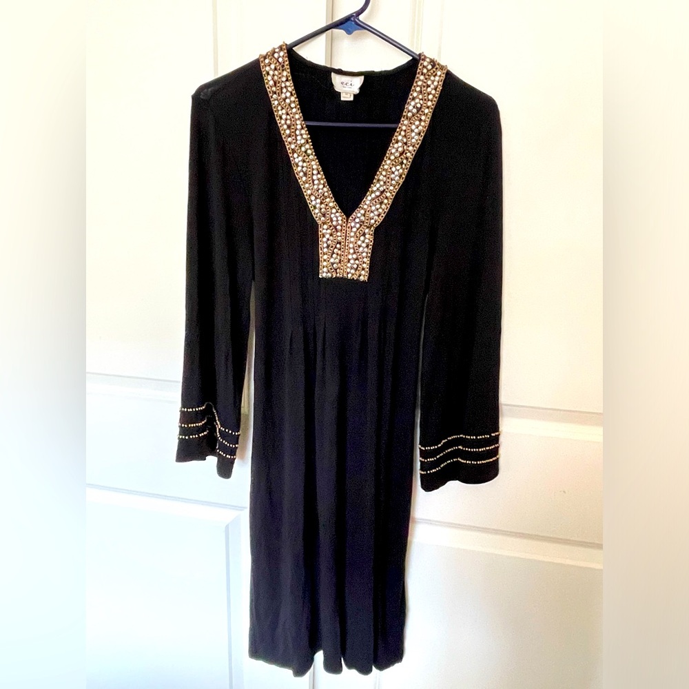 Eci Dark Navy Blue Dress w/ beading